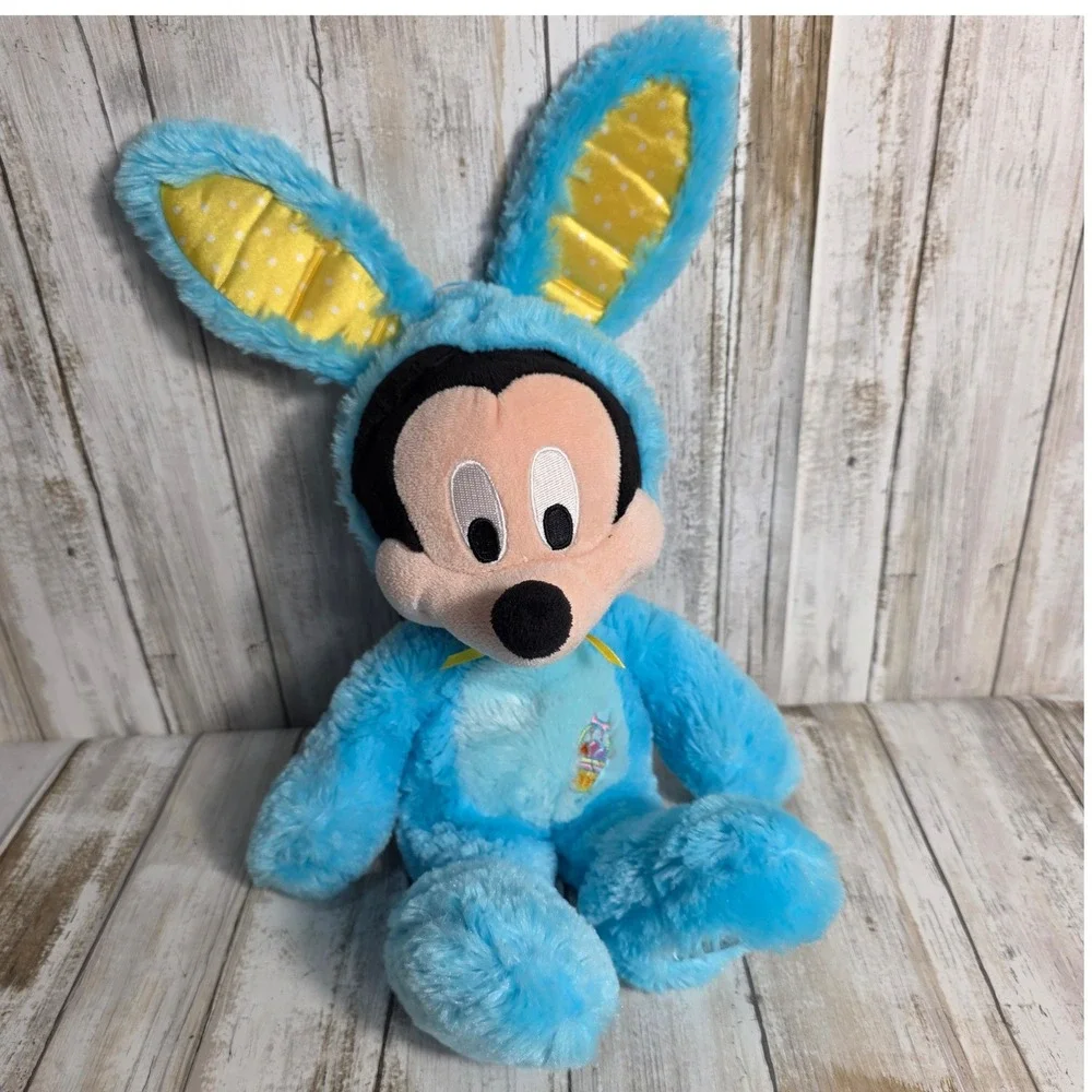 Disney Store Mickey Mouse Blue Easter Bunny Costume Plush 18 Inch Posable Ears